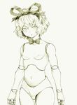  bow bowtie doll doll_joints hair_ribbon medicine_melancholy monochrome navel nude ribbon short_hair solo takeuma touhou 