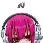  bad_id bad_pixiv_id headphones nasos original pink_eyes pink_hair solo white_background 