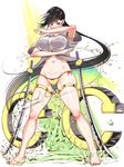  barefoot bikini_bottom black_hair breasts c.c._lemon c.c._lemon_(character) hair_ornament hairclip katana kurofood large_breasts long_hair navel pink_eyes solo sword thick_thighs thighs very_long_hair weapon 