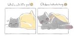  anonymous_artist anthro balls bedding belly blanket blush cat_tail domestic_cat el_cato emoji felid feline felis genitals hi_res huge_thighs lifting_covers male mammal panel_interaction presenting shortstack shortstack_male sleeping solo text thick_thighs voluptuous_male waking_up wide_hips 