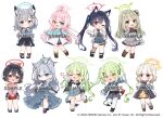  6+girls :d ahoge animal_ear_fluff animal_ears aoba_(blue_archive) aran_sweater ayane_(blue_archive) bag black_boots black_hair black_shirt black_shoes black_skirt blue_archive blue_eyes blue_jacket blue_shoes blue_skirt blue_sweater blush boots braid brown_boots brown_eyes brown_hair brown_skirt brown_socks cable_knit cat_ears chibi clothing_cutout collared_shirt commentary_request denim denim_skirt dress dress_shirt fishnet_thighhighs fishnets frilled_shirt frills glasses green_eyes grey_dress grey_hair grey_shirt grey_shorts grey_socks hair_between_eyes hair_bun hair_ornament hairclip halo handbag heterochromia highres hikari_(blue_archive) holding holding_bag hoshino_(blue_archive) jacket jako_(jakoo21) kneehighs lace-up_boots layered_sleeves long_hair long_sleeves loose_socks multiple_girls nonomi_(blue_archive) nozomi_(blue_archive) open_clothes open_jacket orange_eyes pink_hair pink_jacket plaid_clothes plaid_shorts pleated_dress pleated_skirt puffy_long_sleeves puffy_sleeves red-framed_eyewear red_eyes sample_watermark serika_(blue_archive) shiroko_(blue_archive) shiroko_terror_(blue_archive) shirt shoes short_over_long_sleeves short_sleeves shorts shoulder_bag shoulder_cutout single_side_bun single_thighhigh skirt sleeves_past_wrists smile socks sweater thighhighs twintails very_long_hair watermark white_background white_shirt white_skirt white_socks white_thighhighs wolf_ears 