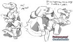  2021 anthro biped blush bodily_fluids bulge cj_(crackajackin) clothed clothing crackajackin crocodile crocodilian diaper diaper_check diaper_fetish digital_media_(artwork) duo embarrassed english_text genital_fluids greyscale hi_res humiliation lizard male male/male monochrome open_mouth reptile scalie simple_background size_difference text unclean_diaper urine used_diaper wearing_diaper wet_diaper white_background 