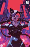  1girl absolute_batman absolute_dc animal_ear_helmet animal_helmet belenortega breasts cat_helmet cat_mask catsuit catwoman catwoman_(absolute_dc) dc_comics highres large_breasts leather_suit mask partially_opaque_helmet reflective_mask solo 
