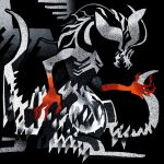  1boy abstract black_background blood blood_on_hand claws commentary crystal dark_souls_(series) dark_souls_i dragon english_commentary highres jaws monster mushychord seath_the_scaleless solo spikes spot_color 