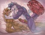  5_fingers abs anal anal_penetration animal_genitalia animal_penis anthro anthro_on_anthro anthro_penetrated anthro_penetrating anthro_penetrating_anthro bed blush bodily_fluids canid canine canine_genitalia canine_penis colored cum cum_in_ass cum_inside cumshot digital_drawing_(artwork) digital_media_(artwork) duo ejaculation erection face_to_face fingers from_front_position furniture genital_fluids genitals hair heart_symbol holding_own_penis internal internal_anal knot knotted_penis knotting looking_pleasured male male/male male_penetrated male_penetrating male_penetrating_male mammal motion_lines muscular nude on_bed open_mouth orgasm pecs penetration penile penile_penetration penis penis_in_ass pillow sadmishutka_(artist) saliva sex shaded short_hair snout tongue tongue_out vein veiny_penis 