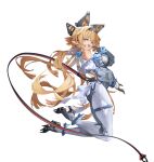  1girl absurdres animal_ear_headphones animal_ears belt cat_ear_headphones cat_ears clawed_boots commentary_request fake_animal_ears headphones high_heels highres hornesix jumping mecha_musume mecha_pilot_suit mechanical_ears mesugaki original pointy_ears puffy_sleeves thigh_belt thigh_strap white_background 