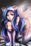  all_fours animal_ears bad_id bad_pixiv_id blue_eyes blue_hair breasts cat_ears cat_tail cleavage felicia hairband long_hair looking_at_viewer medium_breasts nobody_studios parted_lips paws solo tail vampire_(game) 