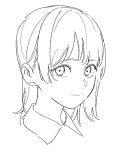  1girl closed_mouth collared_shirt expressionless eyelashes greyscale hair_between_eyes headshot highres kashiwa_(iersansi) lineart looking_at_viewer medium_hair monochrome original portrait shirt short_hair sidelocks simple_background sketch solo upper_body white_background 