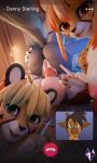  3d_(artwork) altelier_t anthro anus areola artist_logo balls bedroom big_balls big_penis blender_(artwork) blonde_hair bodily_fluids breasts brown_hair butt canid canine canis cheetah cowgirl_position crooked_smile cum cum_in_vagina cum_inside danny_sterling_(spitfire420007) digital_media_(artwork) elaine_miller_(spitfire420007) english_text felid feline female from_front_position genital_fluids genitals gesture giraffe giraffid group hair hand_gesture hand_on_butt hi_res jackal logo male male/female mammal multicolored_body multicolored_hair nataly_miller_(spitfire420007) nightshade_(kadath) nipples nude nude_anthro nude_female nude_male on_bottom on_top open_mouth patrick_(kadath) penetration penis phone_view pointing sex smile smiling_at_viewer tail text v_sign vaginal vaginal_penetration wolf 