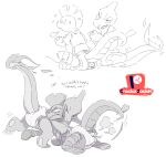  2020 anthro biped charmeleon clothed clothing crackajackin dialogue diaper diaper_fetish digital_media_(artwork) duo english_text fire flaming_tail generation_1_pokemon generation_5_pokemon greyscale male male/male monochrome multiple_scenes nintendo pokemon pokemon_(species) reptile scalie scrafty simple_background soiled_diaper tail text unclean_diaper used_diaper wearing_diaper white_background 