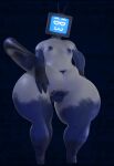  3d_(artwork) :3 andromorph bacility barcode barcode_tattoo beep_(bacility) big_butt blender_(artwork) blue_arms blue_background blue_legs butt digital_media_(artwork) electronics for_a_head gradient_arms gradient_body gradient_legs gradient_tail hi_res humanoid intersex object_head screen screen_face screen_head simple_background slightly_chubby solo standing tagme tail tapering_tail tattoo television tv_head tv_head_robot 