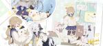  4girls absurdres anger_vein azusa_(blue_archive) beret black_hat black_pantyhose black_skirt blue_archive blue_sailor_collar brown_hair cardigan chalkboard chinese_commentary commentary_request crescent_halo crossed_bangs feathered_wings flower hair_between_eyes hair_flower hair_ornament halo hanako_(blue_archive) hat head_wings hifumi_(blue_archive) highres koharu_(blue_archive) lingyu_ovo long_hair low_twintails low_wings multiple_girls open_mouth pantyhose peroro_(blue_archive) pink_hair pink_halo purple_eyes purple_flower red_halo sailor_collar school_uniform skirt stuffed_animal stuffed_bird stuffed_toy twintails white_cardigan white_hair white_wings wing_ornament winged_halo wings yellow_eyes yellow_halo 