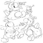  2020 anthro black_and_white blush bodily_fluids boots cloth_diaper clothed clothing crackajackin dialogue diaper digital_media_(artwork) duo english_text footwear genital_fluids male mario_bros monochrome multiple_images nintendo overweight overweight_anthro overweight_male question_mark scalie shoes simple_background size_difference soiled_diaper solo text topless unclean_diaper urine used_diaper village_leader_yoshi wearing_diaper wet_diaper yoshi 