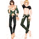  bad_id bad_pixiv_id barefoot barnaby_brooks_jr belt blonde_hair brown_eyes brown_hair dakimakura facial_hair green_eyes kaburagi_t_kotetsu multiple_boys necktie nipples satsuki_(deep_cross) stubble studded_belt tiger_&amp;_bunny undressing 