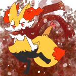 1:1 2022 :3 ambiguous_anthro ambiguous_gender annyui0611 anthro biped blush blush_lines braixen canid digital_drawing_(artwork) digital_media_(artwork) digitigrade featureless_crotch food front_view full-length_portrait generation_6_pokemon hi_res japanese_description mammal mostly_nude mostly_nude_ambiguous mostly_nude_anthro nintendo on_one_leg pokemon pokemon_(species) portrait scarf scarf_only shrimp_(food) snout solo standing three-quarter_view translated_description