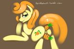  anal anal_penetration anus butt carrot carrot_dildo carrot_top_(mlp) cutie_mark equine female feral food_play friendship_is_magic green_eyes hair horse improvised_dildo insertion kloudmutt long_hair looking_at_viewer looking_back mammal my_little_pony penetration pony pussy smile solo vaginal vaginal_penetration 