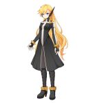  1girl absurdres adapted_costume aged_up alternate_costume alternate_hairstyle belt blonde_hair blue_eyes bodysuit boots breasts ciel_(mega_man) commentary commission commissioner_upload dress empty_eyes english_commentary eyelashes full_body gloves high_collar high_heel_boots high_heels highres layered_dress long_bangs long_hair long_sleeves mechanical_ears mega_man_(series) mega_man_zx multiple_belts non-web_source petite small_breasts solo thigh_boots transparent_background uta_guipiy zipper 