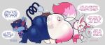 anthro between_butts big_butt bodily_fluids bottom_heavy bovid bow_ribbon butt butt_smother caprine clothing colored dialogue digital_drawing_(artwork) digital_media_(artwork) eeveelution english_text feral generation_4_pokemon generation_6_pokemon glameow goat goo_creature group hat headgear headwear heart_eyes heart_symbol hi_res huge_butt hybrid male male/male mammal multicolored_body nahte_(zlut385) nintendo open_mouth parfait_(yesthisisgoocat) paws pokemon pokemon_(species) pokemon_mystery_dungeon questionable_consent ribbons scarf silk_(yesthisisgoocat) sketch smile smothering spanking_self spike_chunsoft sweat sweaty_butt sylveon text trio wobbling zlut385