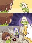 2025 3_panel_comic ambiguous_gender among_us annoying_dog_(undertale) anthro asriel_dreemurr aura bedroom biped blush blush_stickers boss_monster_(undertale) bovid brown_hair canid canine canis caprine chara_(undertale) closed_smile clothed clothing comic detailed_background digital_drawing_(artwork) digital_media_(artwork) domestic_dog duo_focus ellipsis eye_contact feral floppy_ears fur gesture glaring goat group hair hand_gesture head_tuft hi_res human innersloth inside looking_at_another mafia-c male mammal meme mouth_closed open_mouth outside_panel pointing pointing_at_another pupils quadruped red_eyes scared scut_tail short_hair short_tail slit_pupils smile snout sparkles speech_bubble tail togore_dreemurr trio tuft undertale undertale_(series) white_body white_fur
