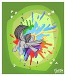  equine eyes_closed female feral flower friendship_is_magic grass grey_hair hair horse mammal my_little_pony mysticalpha pegasus pony rainbow rainbow_dash_(mlp) solo splash wings 
