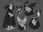 2024 4_toes 5_fingers absurd_res anthro band-aid bandage bandage_on_eye barefoot bat bat_ears bat_nose black_clothing black_eyebrows bottomwear bruised bruised_eye button_(fastener) clothed clothing crown digital_media_(artwork) ears_down ears_up elma_(pretty_blood) english_text eyebrows fangs feet female fingers front_view fur grey_body grey_fur half-closed_eyes headgear hi_res hood_down krisha288 looking_aside looking_at_viewer malino mammal model_sheet mouth_closed narrowed_eyes no_shoes no_socks open_mouth pants pivoted_ears pretty_blood reference_image sad shirt shocked shoeless snout solo standing t-pose teeth text three-quarter_view toes tongue topwear white_body white_fur wounded
