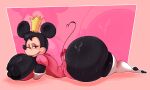 anthro belly big_belly big_breasts big_butt black_body breasts butt clothing crown disney dress female headgear huge_belly huge_butt huge_thighs legwear mammal minnie_mouse mouse murid murine princess rabbit5gamer rodent royalty solo stockings thick_thighs