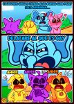 absurd_res anthro avian bird blue_body blush bubba_bubbaphant canid canine canis catnap_(poppy_playtime) chicken comic dogday_(poppy_playtime) domestic_cat domestic_dog domestic_pig elephant elephantid felid feline felis female galliform group hi_res kickinchicken male mammal mob_entertainment orange_body phasianid pickypiggy pink_body poppy_playtime proboscidean purple_body references rocketlennon scared smiling_critters spanish_text suid suine sus_(pig) text the_simpsons translated yellow_body