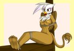  2012 anthro avian ball_gag bdsm beak bird bondage bound breasts feathers female friendship_is_magic gilda_(mlp) gryphon hair kloudmutt looking_at_viewer my_little_pony nipples nude plain_background rope solo wings yellow_eyes 