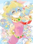  1girl armlet bracelet cloud_hair flower jewelry long_hair multicolored_hair nia_teppelin solo symbol-shaped_pupils tegaki tengen_toppa_gurren_lagann two-tone_hair 