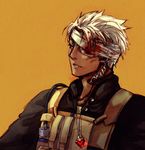 archer bandages blood crimo dark_skin dark_skinned_male eyepatch fate/stay_night fate_(series) grey_eyes jewelry male_focus military military_uniform necklace solo uniform vest white_hair 