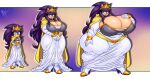 age_progression anthro big_breasts breast_expansion breasts butt butt_expansion cleavage clothed clothing crown dress eulipotyphlan expansion female headgear hedgehog hi_res mammal mature_female purple_body queen_aleena_hedgehog sega solo sonic_the_hedgehog_(series) sonic_underground thick_thighs thigh_expansion transformation unrealexpectation white_clothing white_dress