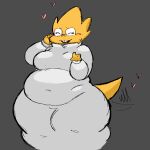 1:1 2026 4_fingers absurd_res alphys anthro belly big_belly big_breasts blush bodily_fluids breasts buckteeth clothed clothing coat cococram colored_sketch digital_drawing_(artwork) digital_media_(artwork) dress eyewear female fingers freckled_face freckles glasses grey_background hand_on_cheek happy heart_symbol hi_res huge_hips huge_thighs lab_coat navel navel_outline non-mammal_breasts non-mammal_navel open_mouth open_smile overweight overweight_anthro overweight_female pear-shaped_figure portrait reptile robe scalie simple_background sketch smile solo standing sweat tail teeth thick_thighs three-quarter_portrait tight_clothing tight_dress topwear undertale_(series) wearing_glasses wide_hips yellow_body
