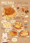  animal-themed_food banana banana_slice blueberry blush_stickers brown_background cake cake_slice carbonara_(food) chibikemo commentary cookie egg_sandwich egg_yolk english_commentary english_text food food_focus french_fries fruit garlic_bread highres ice_cream muffin nao_(bestrollever) onion_rings original pancake pasta plate potato_wedges price rabbit round_eyewear sandwich scone shirt shrimp simple_background spaghetti strawberry strawberry_slice tray white_shirt wooden_bowl 