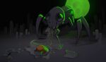 2025 alien ambiguous_gender arthropod bioluminescence bite broken_glasses cave digital_drawing_(artwork) digital_media_(artwork) english_description eyewear feral glasses glowing green_glow insect inside light lighting quadruped rexyseven solo