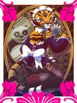  cosplay costume cute feline female green_eyes kung_fu_panda looking_at_viewer looking_back maid_outfit maid_uniform male mammal master_tigress nancher panda panties po red_eyes stripes tiger underwear uniform 