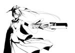  absurdres alternate_weapon arm_cannon greyscale highres long_hair monochrome reiuji_utsuho ribbon skirt solo third_eye touhou weapon white_background yugeoryouki 