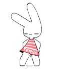 2026 2d_animation :3 animated anthro biped bodily_fluids caffrain clothed clothed_anthro clothed_female clothing dancing dress dripping featureless_feet feet female female_anthro flat_colors frame_by_frame front_view genital_fluids half-closed_eyes hands_on_hips lagomorph leporid looking_at_viewer low_res mammal narrowed_eyes panties partially_clothed pattern_clothing pattern_dress plantigrade rabbit simple_background sleeveless_dress slim slim_anthro slim_female solo striped_clothing striped_dress stripes tenga underwear vaginal_fluid_drip vaginal_fluids white_background