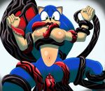 absurd_res alien andromorph anthro black_body blue_body blue_fur blush bodily_fluids breasts clitoris duo eulipotyphlan fur genital_fluids genitals hands_up hedgehog hi_res intersex intersex/male lactating lifting_partner male mammal monster navel nezuruiart open_mouth oral oral_penetration penetration questionable_consent raised_arms restrained saliva saliva_string scared sega sex shadow_the_hedgehog sonic_the_hedgehog sonic_the_hedgehog_(series) spread_legs spread_vulva spreading tan_body tan_fur tentacle_creature tentacle_in_mouth tentacle_in_vagina tentacle_penetration tentacle_sex tentacles tongue vaginal vaginal_fluids vaginal_penetration vulva