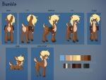 absurd_res bag blonde_hair blue_eyes deer english_text eyewear female feral freckles front_view glasses gun hair hasbro hi_res looking_at_viewer mammal model_sheet my_little_pony portrait ranged_weapon rear_view satchel side_view small_nose spots tagme tail text three-quarter_portrait villegreen weapon