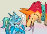 2026 2_horns absurd_res ambiguous_anthro ambiguous_feral ambiguous_gender anthro artist_name bdsm birdpaw_(artist) blue_body blue_hair blue_horn blue_inner_ear blue_scales blush breath canid canine canis cheek_tuft claws closed_smile collar countershading dated domestic_dog dominant dominant_ambiguous dominant_feral dragon duo eastern_dragon eyewear facial_tuft fangs feral fur glasses gradient_background green_body green_ears green_eyes green_nose green_scales grey_claws hair half-length_portrait hi_res holding_leash holding_object horn horn_jewelry horn_ring jewelry larger_ambiguous larger_feral leash mammal mouth_closed mouth_hold mythological_creature mythological_scalie mythology neck_tuft orange_body orange_fur petplay pink_collar pink_leash portrait red_body red_fur ring_(jewelry) roleplay round_glasses scales scalie simple_background size_difference smaller_ambiguous smaller_anthro smile submissive submissive_ambiguous submissive_anthro tail tail_tuft tan_body tan_countershading tan_fur teal_collar teeth text tuft