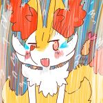1:1 2022 ambiguous_anthro ambiguous_gender annyui0611 anthro biped blush bodily_fluids braixen canid crying cute_fangs digital_drawing_(artwork) digital_media_(artwork) dipstick_tail emanata fangs food front_view generation_6_pokemon hi_res japanese_description mammal markings nintendo open_mouth pokemon pokemon_(species) portrait shrimp_(food) solo spiral spiral_pupils standing surprised tail tail_markings tears teeth three-quarter_portrait translated_description