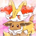 1:1 2021 :3 ambiguous_anthro ambiguous_feral ambiguous_gender annyui0611 anthro biped blush blush_stickers braixen canid digital_drawing_(artwork) digital_media_(artwork) digitigrade dipstick_tail duo ears_down eevee feral food front_view generation_1_pokemon generation_6_pokemon hi_res hug hugging_another hugging_from_behind japanese_description licking licking_lips looking_at_viewer mammal markings nintendo no_pupils pivoted_ears pokemon pokemon_(species) quadruped shrimp_(food) simple_background snout tail tail_markings tongue tongue_out translated_description