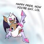 1:1 absurd_res anthro balls bat boots clothing crossgender dark_body dark_skin english_text erection eyelashes eyeshadow fangs femboy footwear ftm_crossgender fur genitals glans gloves green_eyes handwear hi_res makeup male mammal nipples partlysmith penis pink_eyeshadow rouge_the_bat sega shoes solo sonic_the_hedgehog_(series) teeth text vein veiny_penis white_body white_fur