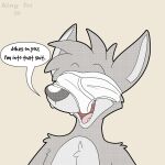 1:1 2026 anthro black_text briefs canid canine canis clothing fur grey_body grey_fur grey_text hi_res king-triangle male mammal meme monotone_briefs monotone_clothing monotone_underwear open_mouth open_smile profanity simple_background smile solo speech_bubble teeth_showing text that's_kind_of_hot tighty_whities tongue_showing toony underwear underwear_on_face white_briefs white_clothing white_underwear wolf yellow_background