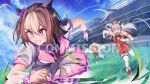  3girls agnes_tachyon_(tach-nology)_(umamusume) agnes_tachyon_(umamusume) ahoge animal_ears armband black_pantyhose blue_sky blunt_bangs blush boots bow braid breasts brown_hair brown_hat clenched_teeth coat collared_shirt commission dress ear_bow ear_ribbon english_commentary gloves gold_ship_(red_strife)_(umamusume) gold_ship_(umamusume) grey_hair hair_between_eyes half_up_braid hat horse_ears horse_girl horse_tail jacket jewelry lab_coat long_hair long_sleeves medium_breasts multicolored_hair multiple_girls necktie open_mouth outdoors pantyhose pillbox_hat purple_bow purple_eyes purple_ribbon purple_vest red_dress red_eyes ribbon running shirt short_hair short_sleeves skirt sky sleeveless sleeveless_dress sleeves_past_fingers sleeves_past_wrists special_week_(special_dreamer)_(umamusume) special_week_(umamusume) striped_armband striped_clothes sweater tail teeth thighhighs tongue tongue_out two-tone_hair umamusume vest white_boots white_gloves white_hair white_pantyhose white_shirt white_thighhighs xed_11z yellow_sweater 