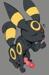 2026 animal_genitalia animal_penis black_body black_fur canine_genitalia canine_penis darkluxia eeveelution erection feral fur generation_2_pokemon genitals grey_background hi_res looking_at_viewer male mammal nintendo one_eye_closed penis pokemon pokemon_(species) red_eyes simple_background tongue tongue_out umbreon