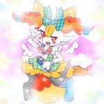 1:1 2022 ambiguous_anthro ambiguous_gender annyui0611 anthro big_tail biped blush blush_stickers braixen canid cute_fangs digital_drawing_(artwork) digital_media_(artwork) dipstick_tail disembodied_wings electronics fangs flower food front_view full-length_portrait generation_6_pokemon gesture hair hand_gesture head_bow hi_res holding_microphone holding_object japanese_description knock-kneed looking_at_viewer mammal markings microphone nintendo object_in_tail open_:3 open_mouth open_smile plant pokemon pokemon_(species) polka_dot_dress portrait quadruped shrimp_(food) smile snout solo sparkles standing tail tail_between_legs tail_markings teeth tied_hair translated_description