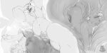 2025 2:1 anthro blush bodily_fluids claws cock_vore cum domestic_cat duo erection felid feline felis fluffy fluffy_tail genital_fluids genitals hi_res hyena looking_pleasured male male/male mammal monochrome muscular navel nolow nude pawpads penile penis size_difference tail tongue tongue_out vore