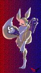 anthro arm_tuft armwear bandai_namco black_nose black_sclera blue_eyes blue_markings bridal_gauntlets claws clothing countershade_torso countershading deadzephyr4114 digimon digimon_(species) digitigrade dipstick_ears dipstick_tail ear_markings eye_markings eyebrows female fluffy fluffy_chest fur fur_markings genitals gloves gloves_(marking) gloves_only handwear handwear_only humanoid_genitalia humanoid_vulva leg_markings markings mostly_nude multicolored_body multicolored_ears multicolored_fur neck_tuft on_one_leg renamon shoulder_tuft socks_(marking) solo standing tail tail_markings thigh_markings toe_claws tomoe_(symbol) tuft two_tone_body two_tone_fur vulva white_body white_countershading white_fur white_markings yellow_body yellow_fur yin_yang