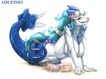 accessory adleisio anthro anus aquatic asterozoan blue_eyes blue_hair bodily_fluids breasts echinoderm flippers gem generation_7_pokemon genital_fluids genitals gynomorph hair hair_accessory hair_tie intersex long_hair marker_(artwork) medial_ring mixed_media nintendo open_mouth open_smile pearl_(gem) penis pokemon pokemon_(species) prehensile_penis primarina smile solo starfish starfish_(accessory) traditional_media_(artwork) wet wet_body wet_hair